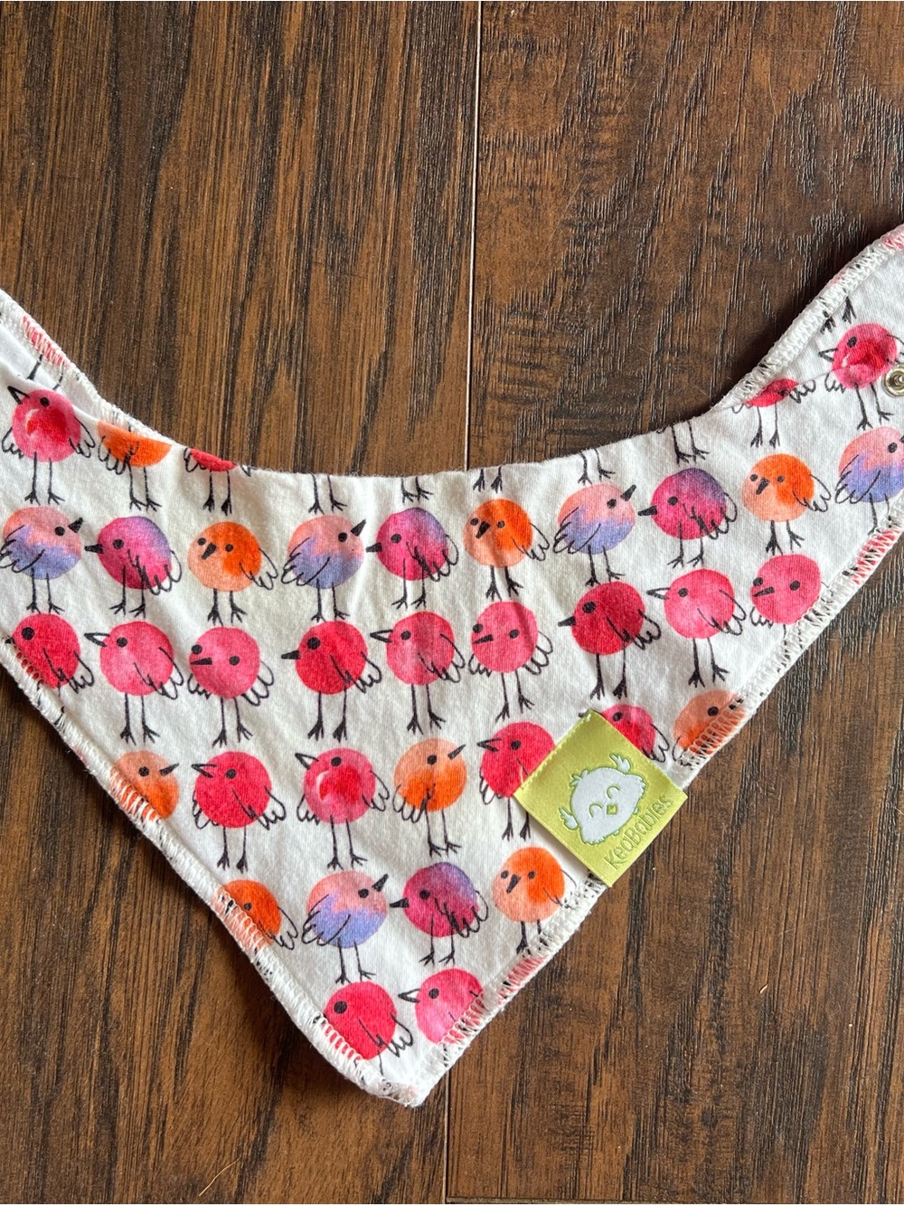 Keababies Bandana Bib with Colorful Bird Print - White/Pink Multi